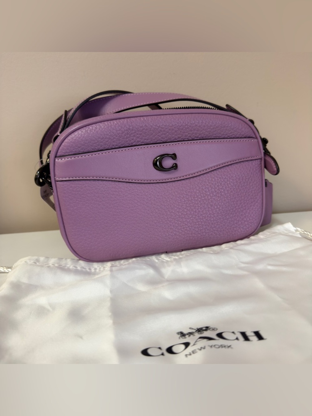 Coach CC386 Lavender Pebble Leather Camera Bag